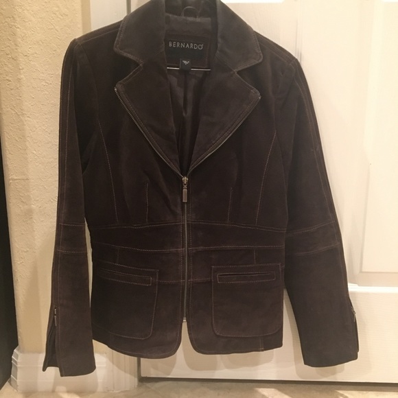 Bernardo Brown Suede ZipFront Blazer - Picture 6 of 8